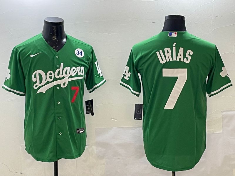 Men Los Angeles Dodgers 7 Urias Green Fashion 2025 Nike MLB Jersey style 4
